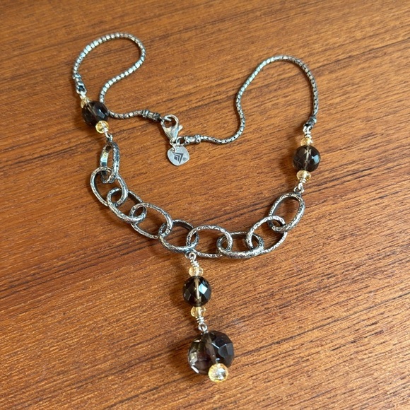 Beautiful Vintage Silpada 925 Sterling Silver Smoky Quartz & Citrine Necklace - Picture 5 of 13